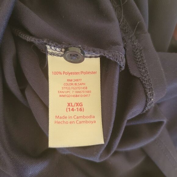 Faded glory xl 14-16 girls floral navy blue spring dress above knee short sleeve - Picture 5 of 5